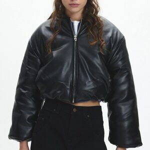 BLANKNYC Bold Blend Faux Leather
Cropped Bomber Jacket